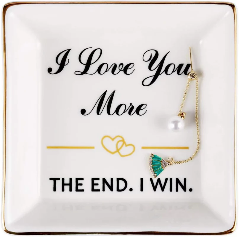 best valentine gift for pregnant wife - AREOK I Love You More Trinket Dish
