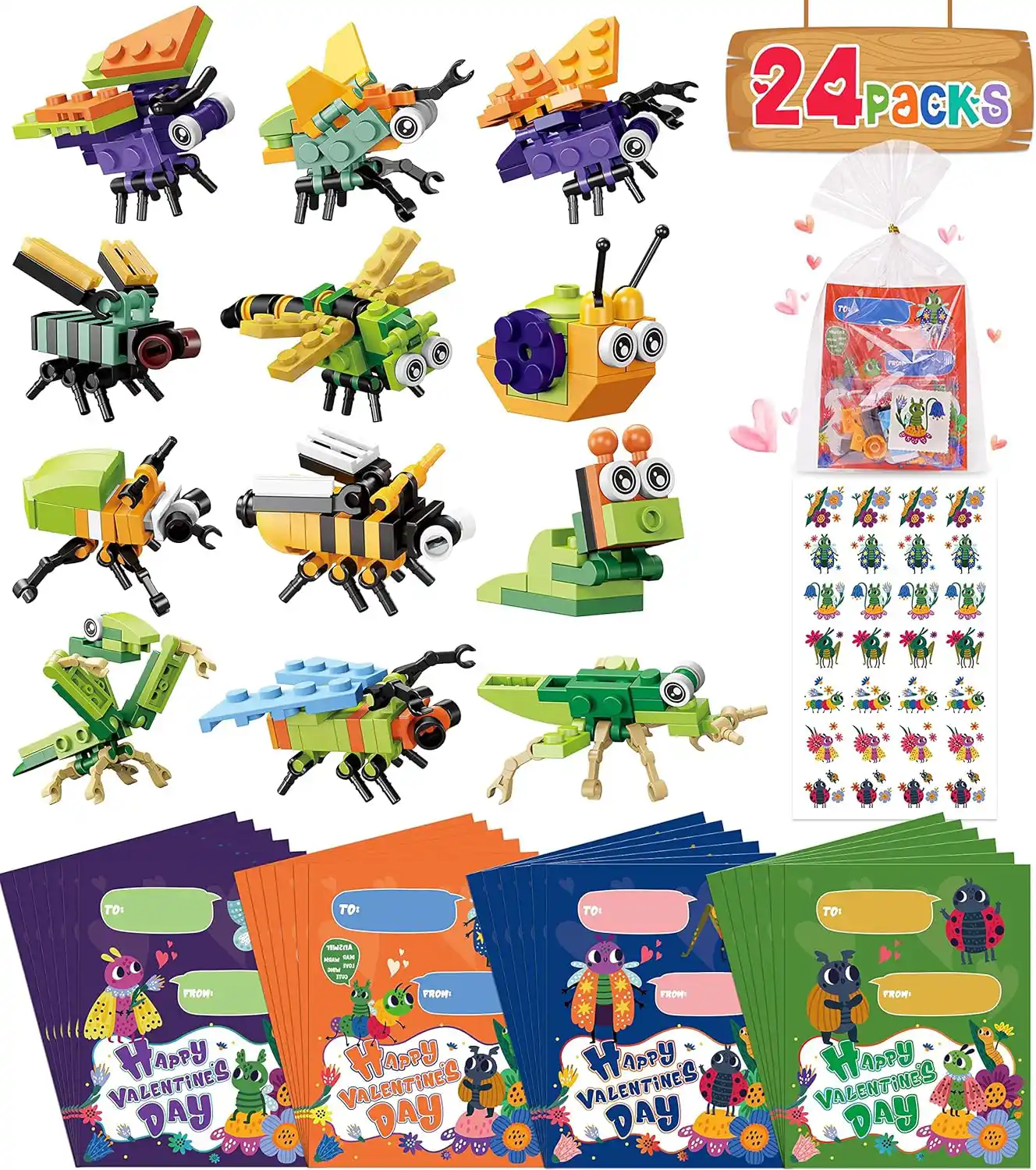 Colplay 24 Pieces of Cute Insect-Shaped Building Blocks