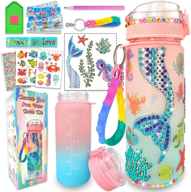 best valentine gifts for kids aged 8-12 - EDsportshouse Decorate Your Own Water Bottle Kits