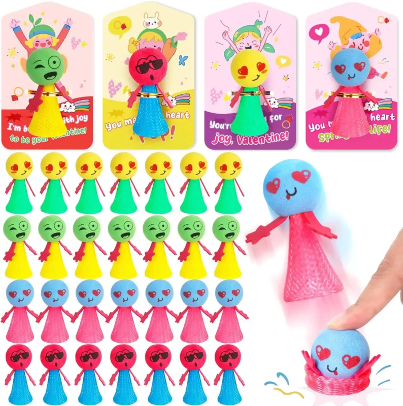 best valentine gifts for kids aged 8-12 - Feltom 28 Packs Jumping Spring Toys