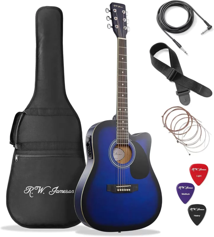 best acoustic electric guitars under $300 - Jameson Guitars Full Size Thinline Acoustic Electric Guitar