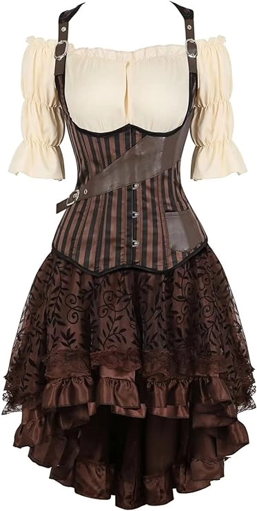 folklore dresses - Jutrisujo Underbust Steampunk Corset Dress