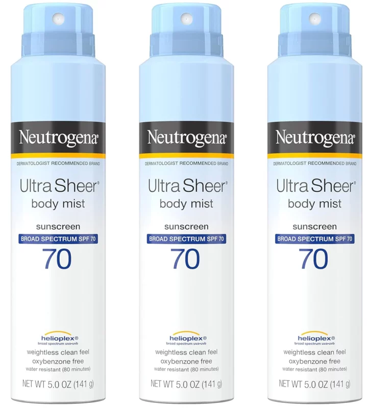 best beach gifts for mom - Neutrogena Ultra Sheer Body Mist SPF 70 Sunscreen Spray