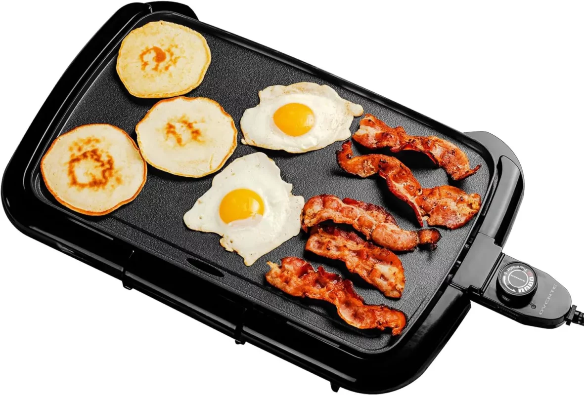 best non toxic electric griddles - OVENTE Electric Griddle with Flat Non-Stick Cooking Surface
