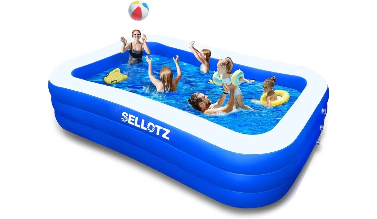 SELLOTZ Inflatable Pool for Kids and Adults 120″ X 72″ X 22″