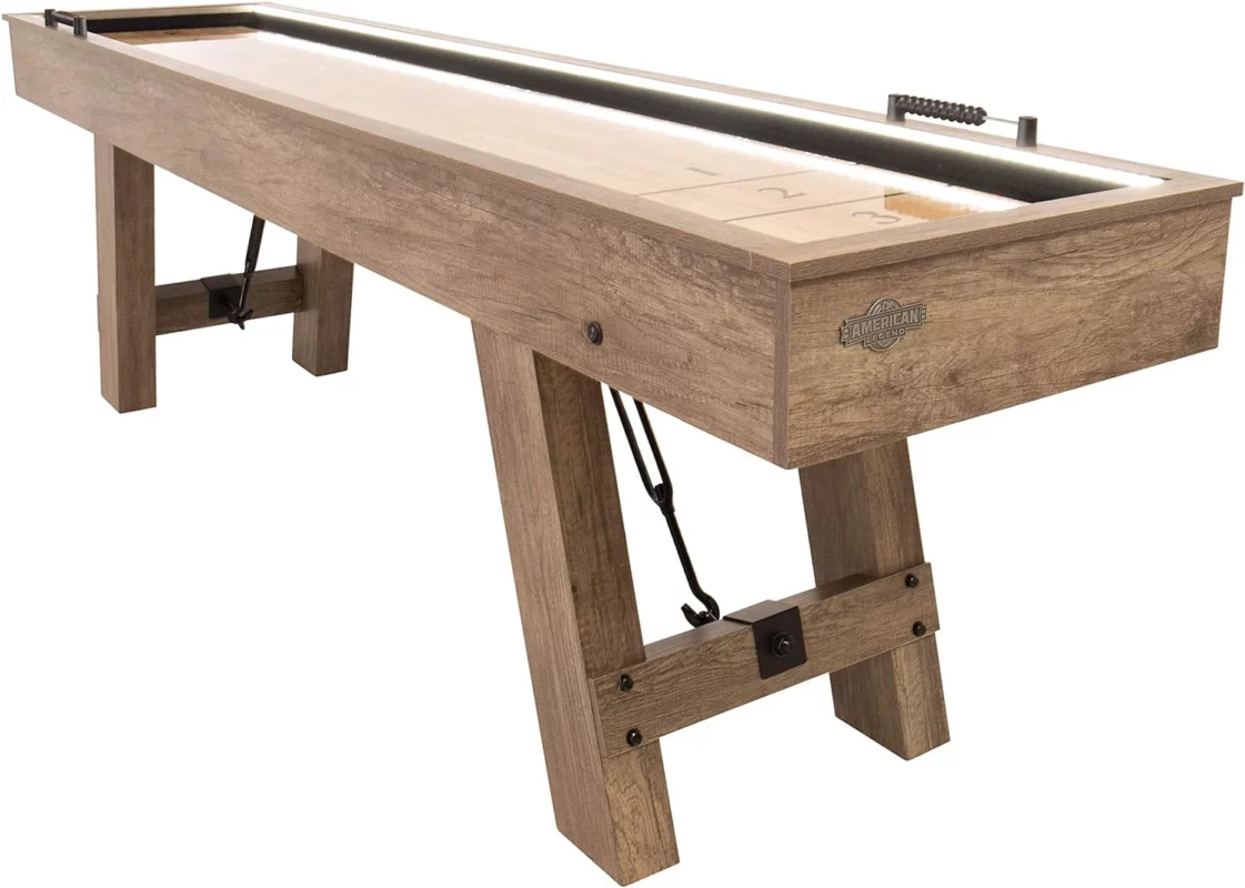 shuffleboard buying guide - American Legend Brookdale 9' LED Light Up Shuffleboard Table with Bowling