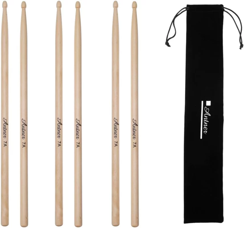 best sticks for electric drums - Antner 3 Pairs Maple Wood Drumsticks 7A