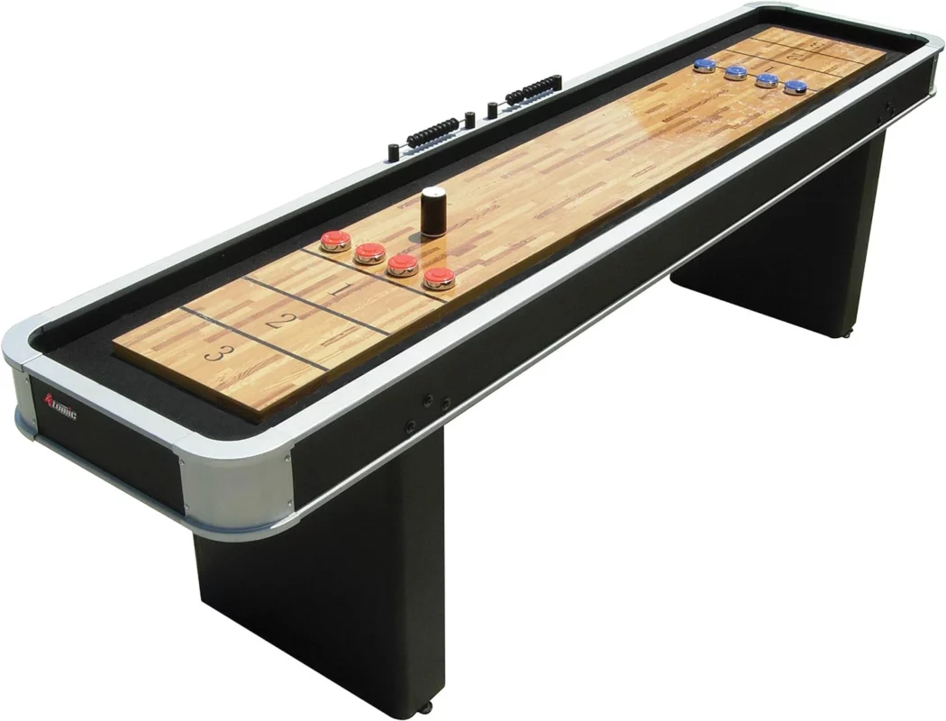 shuffleboard buying guide - Atomic 9’ LED Shuffleboard Tables with Poly-Coated Playing Surface
