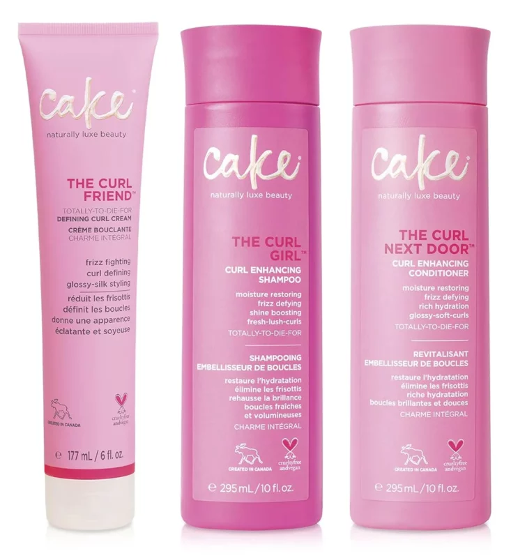 best gifts for curly hair - Cake Beauty Curl Defining Shampoo, Conditioner & Cream Set