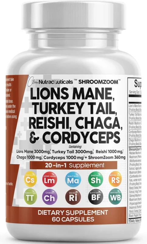 best mushroom supplements for gut health - Clean Nutraceuticals Lions Mane 20in1 Mushroom Supplement