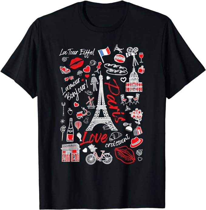 best gifts for francophiles - Graphic Francophile Eiffel Tower T-Shirt