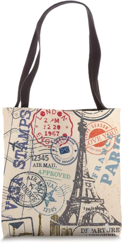 best gifts for francophiles - Graphic Francophile Vintage France Love Eiffel Tower Paris Tote Bag