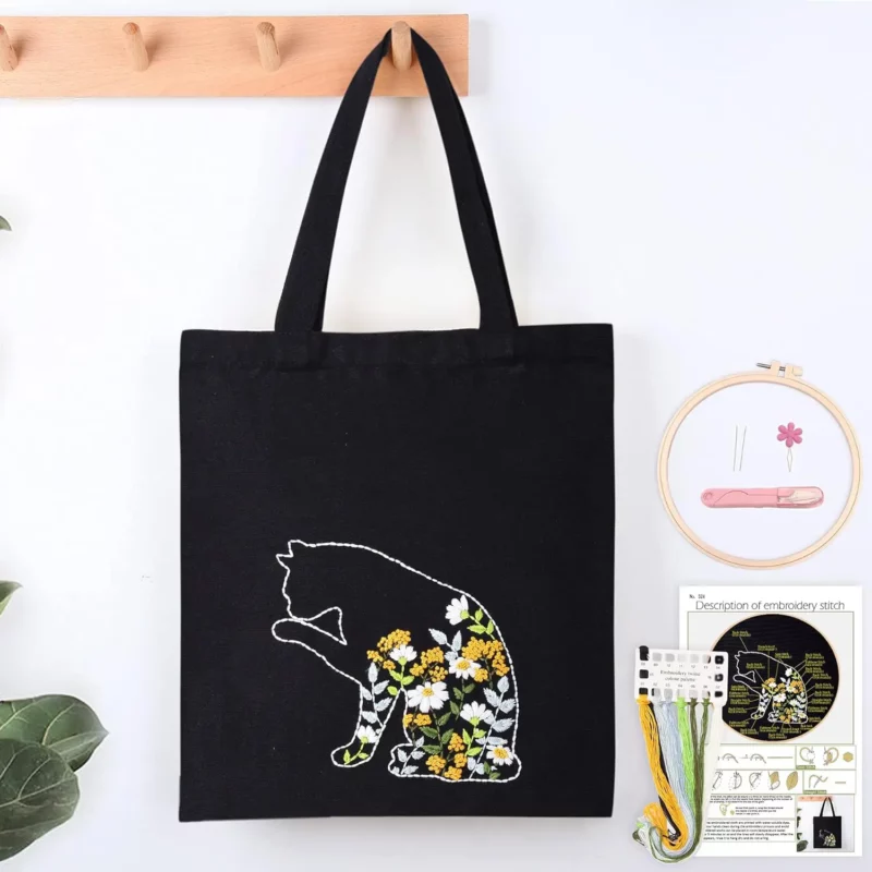 best gifts for embroiderers - Harimau Beginner Canvas Tote Bag Embroidery Kit
