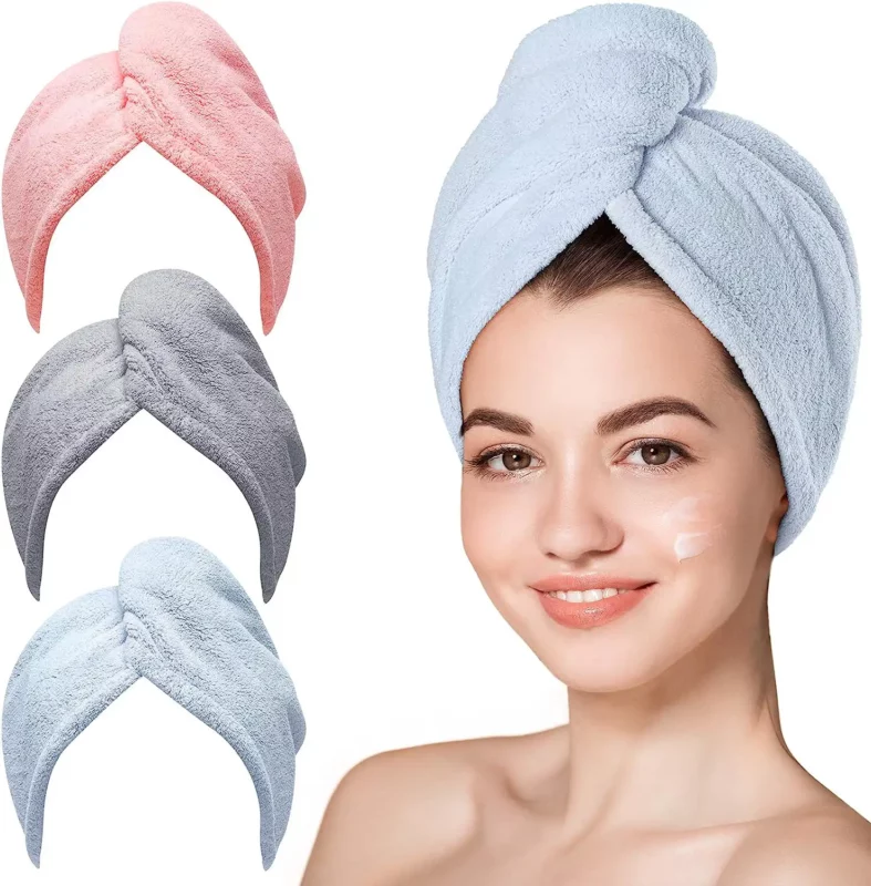 best gifts for curly hair - Hicober Microfiber Hair Towel 3 Pack