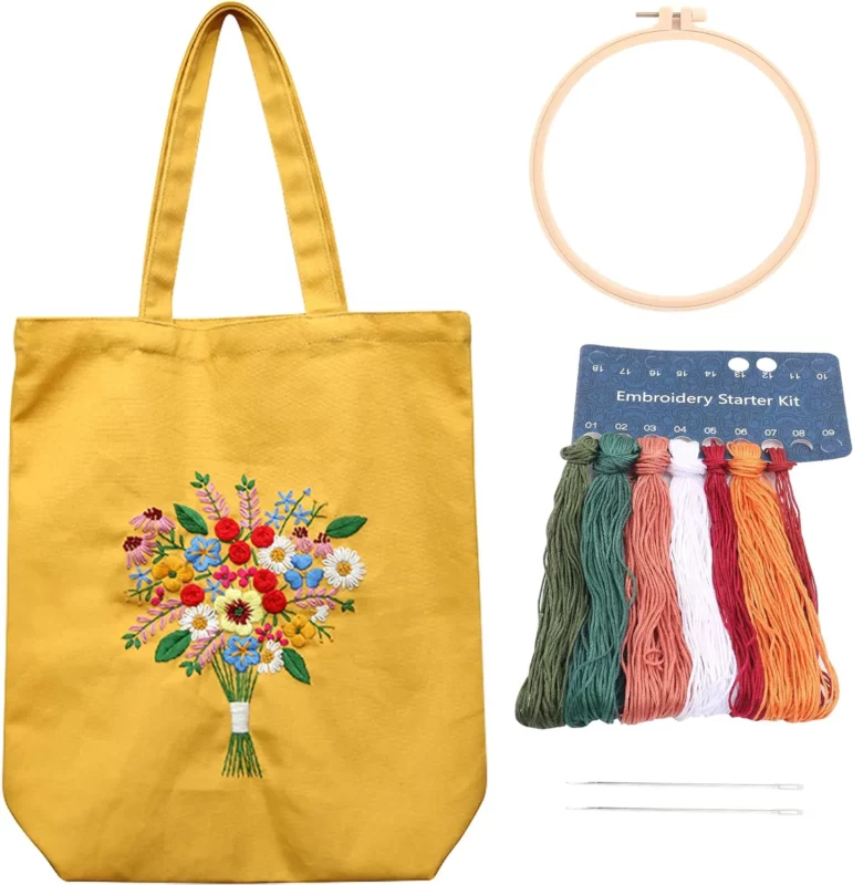 best gifts for embroiderers - MAMUNU Canvas Tote Bag Embroidery Kit