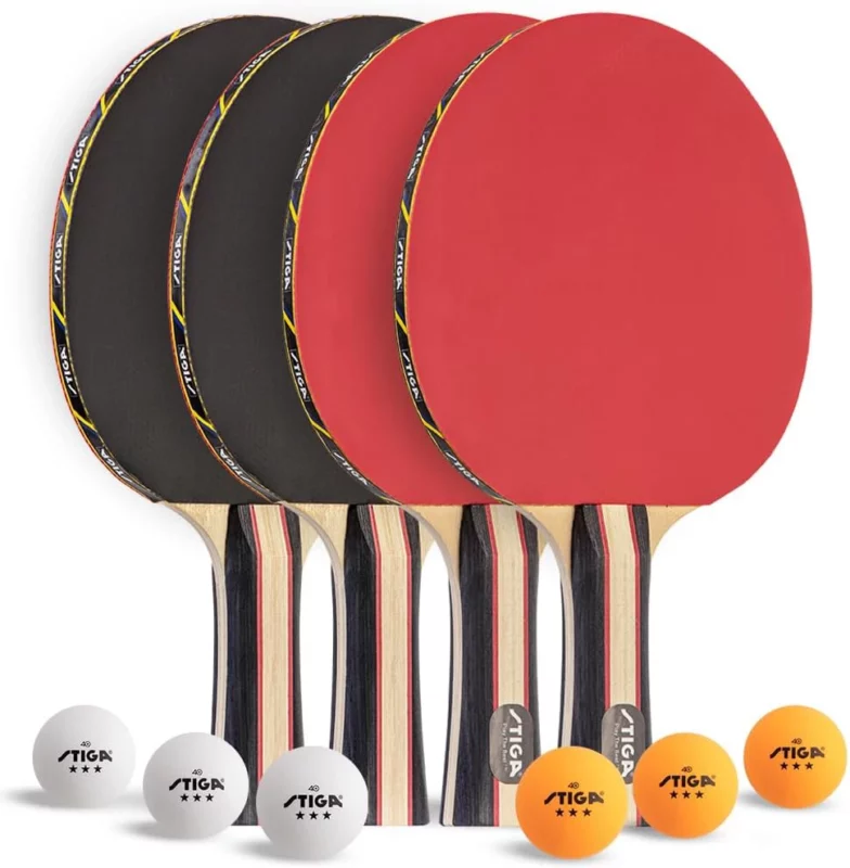 table tennis racket buying guide - STIGA Performance 4 Player Ping Pong Paddle Set