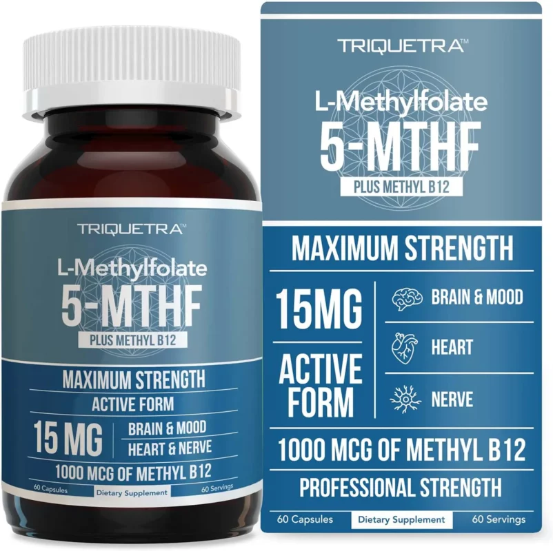 best methylfolate supplements for mthfr - Triquetra L Methyl Folate 15mg plus Methyl B12 Cofactor