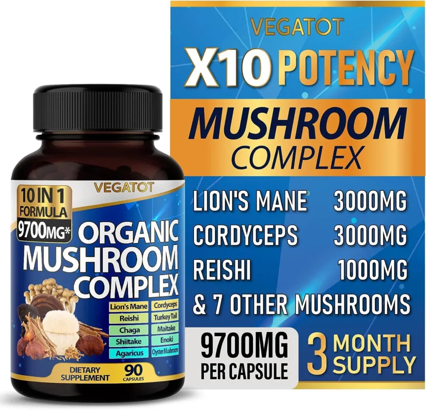 best mushroom supplements for gut health - VEGATOT 10 in 1 High Strength Mushroom Supplement