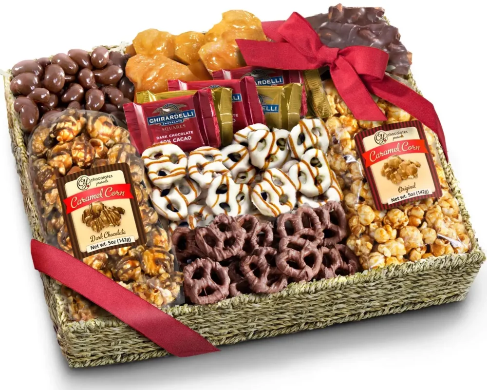 best consumable gifts - A Gift Inside Chocolate, Caramel and Crunch Gift Basket