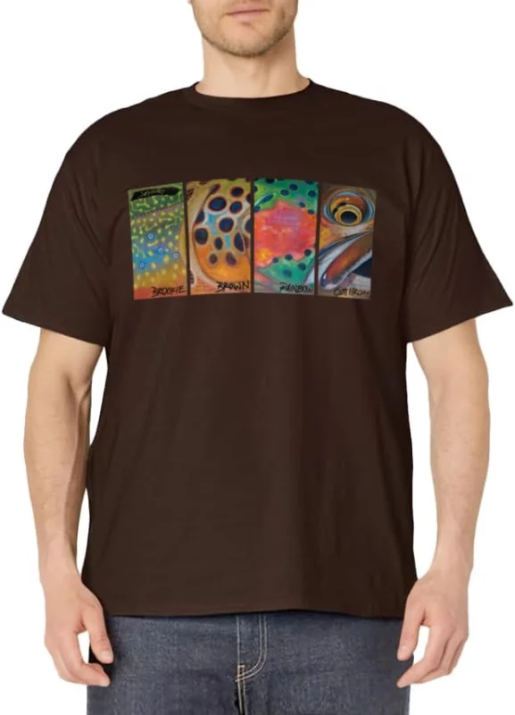 best fly fishing gifts - Derek DeYoung Cutthroat Rainbow Brook Brown Trout T-Shirt