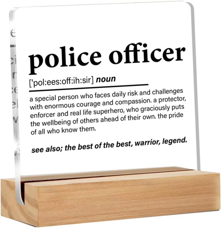 best gifts for law enforcement officers - Yuzi-n Police Officer Definition Clear Acrylic Desk Decorative Sign